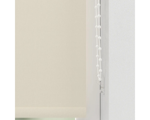 Beige rolgordijn met zijdelingse bediening met ketting