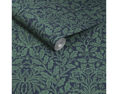 Rol behang met eikenblad- en eikelpatroon