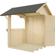 Open houten tuinpaviljoen met dak en deur