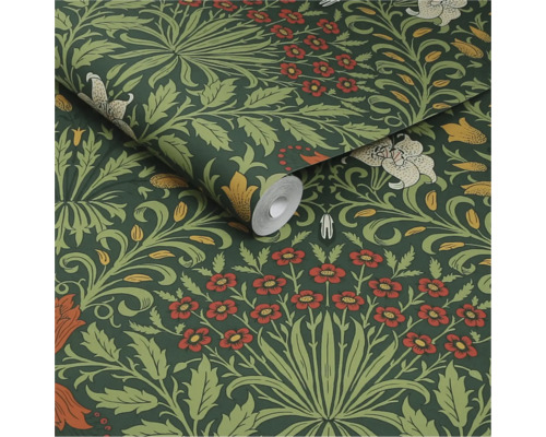 Behangrol met bloemmotief op een donkere achtergrond