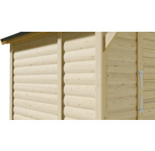Detailopname van een houten tuinhuis