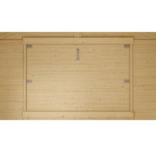 Houten deur met metalen beslag