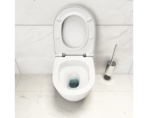 Wandcloset met diepspoeling, open spoelrand en toiletborstel