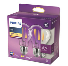 Philips LED lamp, 2 stuks, warm wit, 2700 Kelvin, E27 fitting