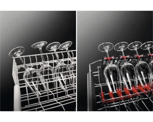 Glazen in een vaatwasser met glashouders