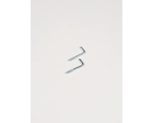 Twee L-vormige schroeven op een lichte achtergrond