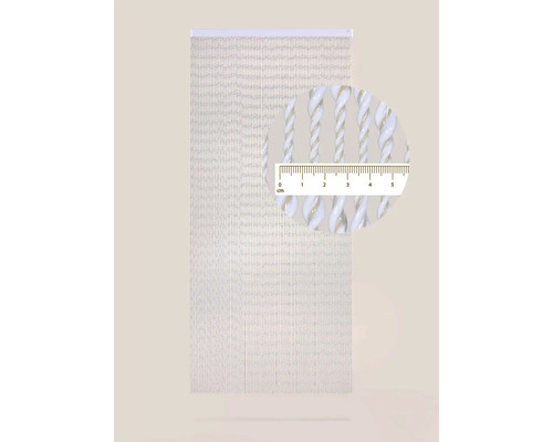 Decoratief draadgordijn met detailopname voor maatweergave