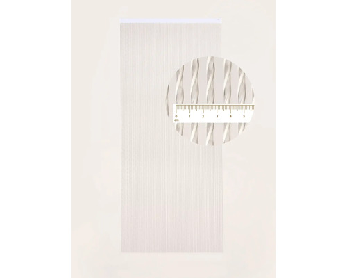 Close-up van een glasvezelbehang met meetschaal voor het meten van de oppervlaktestructuur