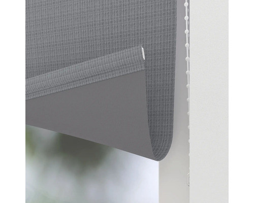 Grijs rolgordijn met kettingbediening voor raamdecoratie