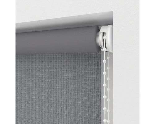 Grijs rolgordijn met kettingbediening voor raamdecoratie