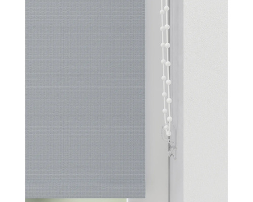 Grijs stoffen rolgordijn met kettingbediening voor raamdecoratie