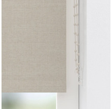 Textiel rolgordijn aan het raam met kettingbediening