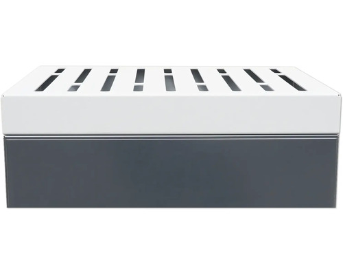 Grijze en witte opbergdoos met gleuven