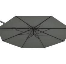 Onderaanzicht van een parasol met baleinen en mast