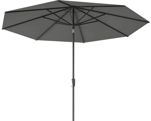 Grijze tuinzweefparasol met mast en baleinen