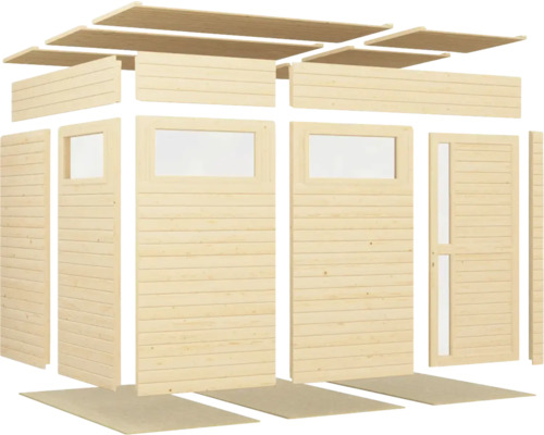 Houten tuinhuis bouwpakket met ramen en deur voor zelfmontage