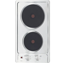 Roestvrijstalen elektrische kookplaat met twee kookzones en draaiknoppen