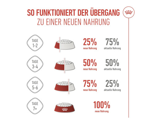 Hoe over te schakelen op nieuwe voeding: diagram met voerbakken en percentages