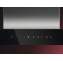 Bedieningspaneel van een afzuigkap met verschillende symbolen voor functies en vermogensstanden