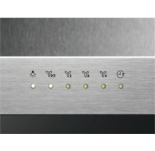 Bedieningspaneel van een afzuigkap met verlichting, ventilatorsnelheden en timerfunctie