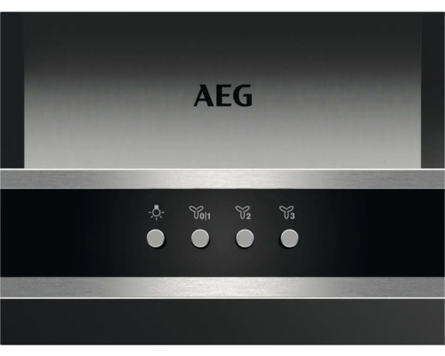 AEG logo op een afzuigkap met bedieningspaneel