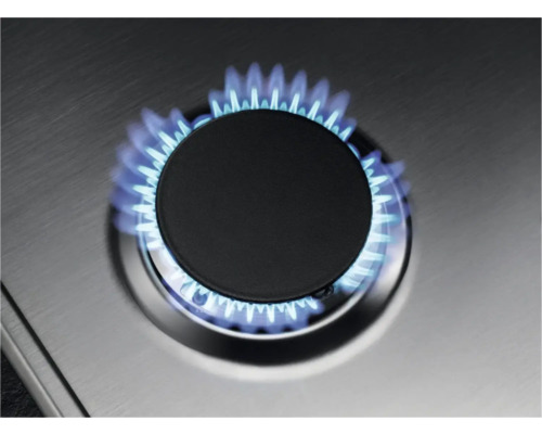 Brandend gasfornuis met blauwe vlam.