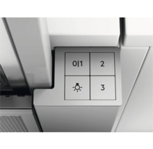 Bedieningspaneel van een afzuigkap met schakelaars voor vermogensstanden en verlichting