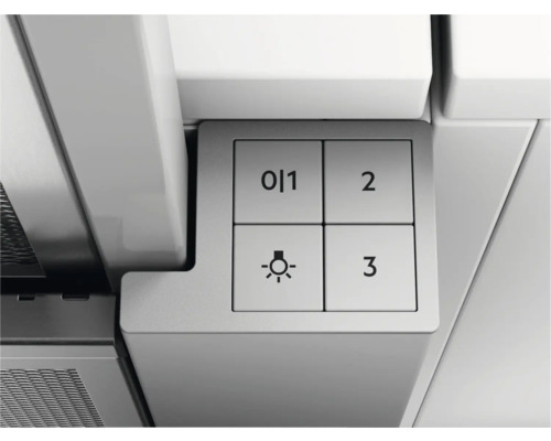 Bedieningspaneel van een afzuigkap met schakelaars voor vermogensstanden en verlichting