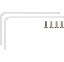 Twee witte hoekprofielen en vier schroeven