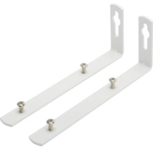Twee witte hoekbeugels met schroeven