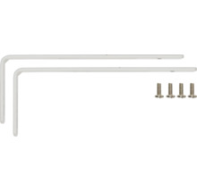 Twee metalen plankdragers met vier schroeven