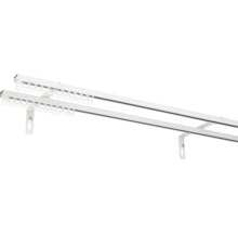 Dubbele gordijnrail met accessoires voor het bevestigen van gordijnen