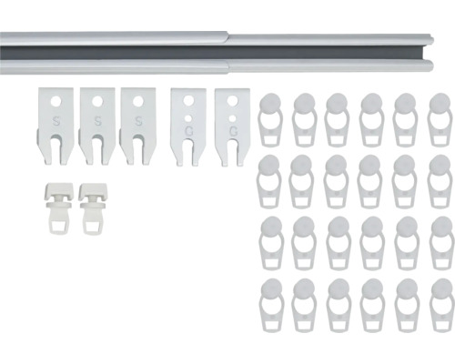 Gordijnroede accessoires met glijders, dragers en eindstukken