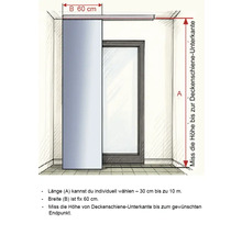 Illustratie van een schuifdeur om de benodigde afmetingen te illustreren