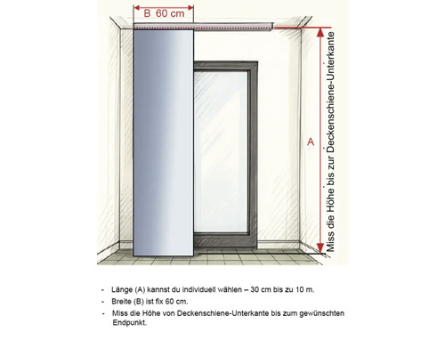 Illustratie van een schuifdeur om de benodigde afmetingen te illustreren