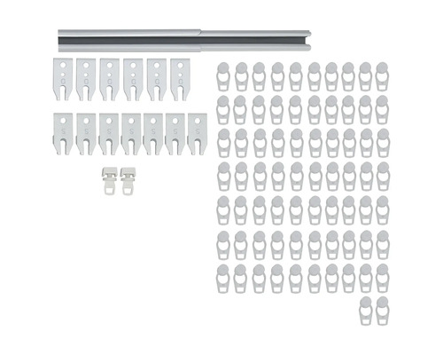 Gordijnrail met accessoires voor gordijnophanging