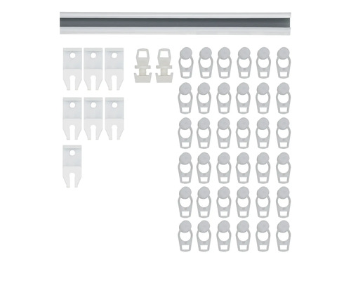 Gordijnrail met accessoires voor de gordijnmontage