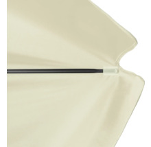 Detail van een parasol met parasoldoek en steun