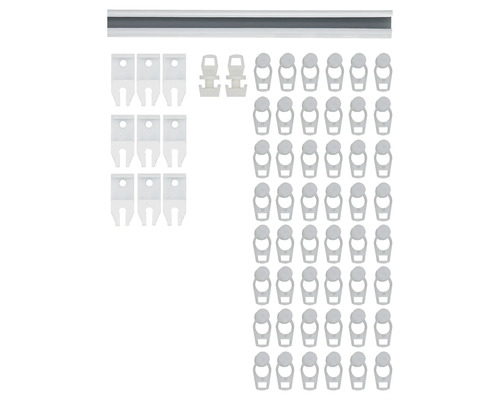 Gordijnrail met accessoires voor gordijnbevestiging