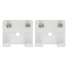 Twee witte gordijnroedehouders met schroeven