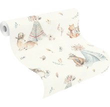 Behangrol met bosdierenpatroon