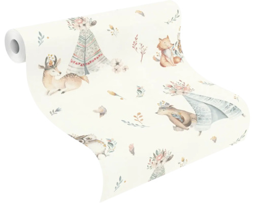 Behangrol met bosdierenpatroon