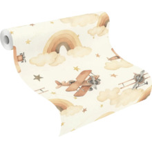 Rol behang met vliegtuig-, regenboog- en sterpatroon