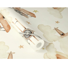 Behangrol met vliegtuig- en sterrenmotief