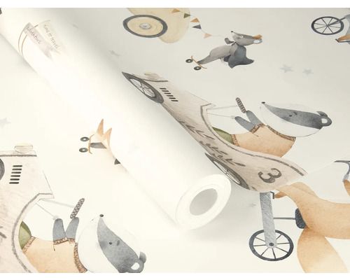 Behangrol met dierenmotieven en reisillustraties