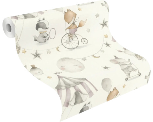 Rol behang met dierenmotieven