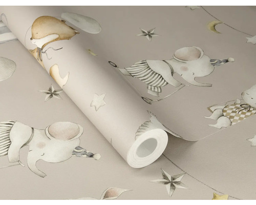 Behangrol met kinderlijk dierenpatroon