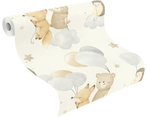 Rol behang met diermotieven en sterren