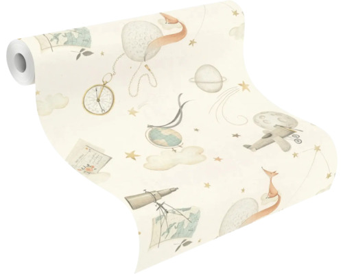 Rol behang met ruimte- en reismotieven