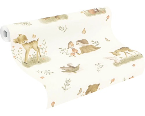 Behangrol met bosdiermotieven